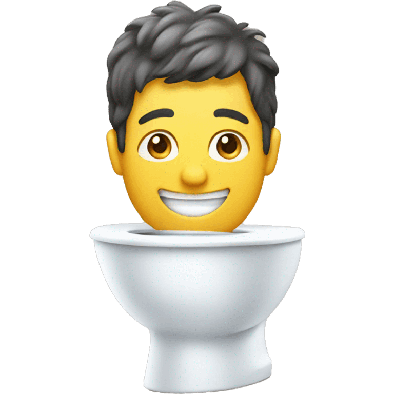 A mans head sticking out of a toilet while smiling emoji