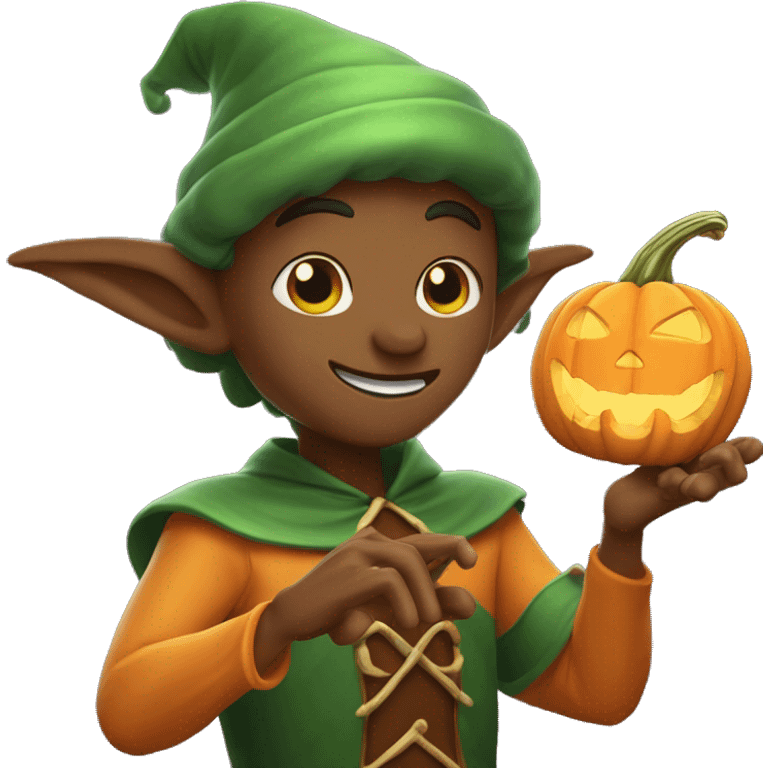 pumkin elf male casting a spell emoji