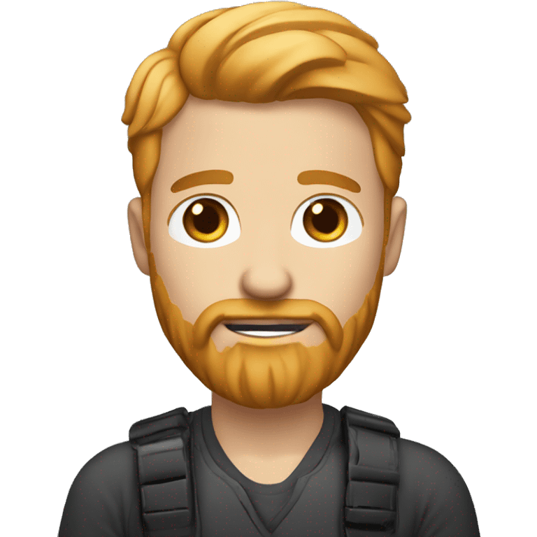 Male photographer with side parted strawberry blonde hair and a beard. emoji