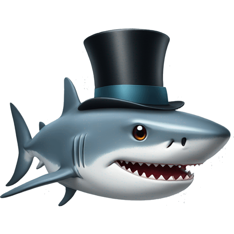 Shark with a top hat emoji