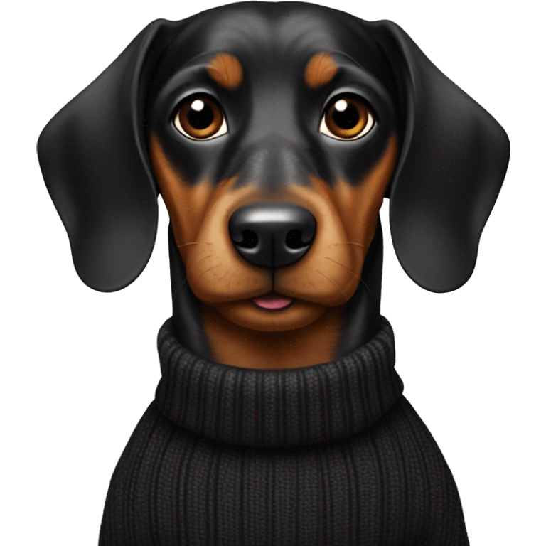 Black & tan sausage dog wearing jumper  emoji