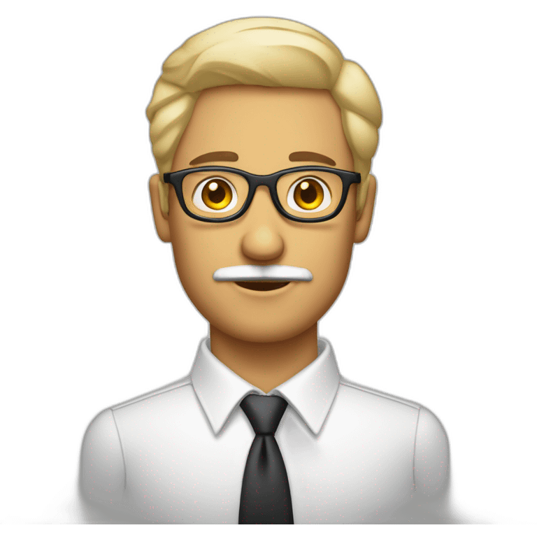 Hombre mayor pelo blanco sin bigote con gafas emoji