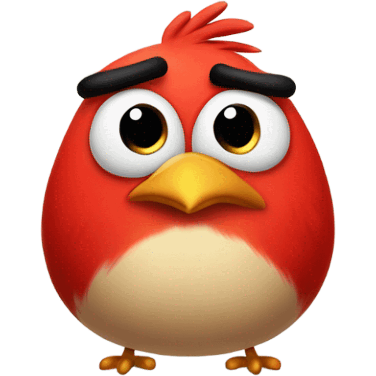 a very angry overweight red bird emoji