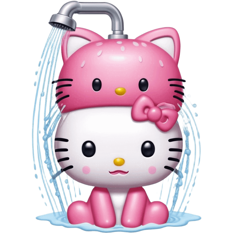 Hello kitty taking a shower emoji