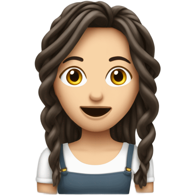 Gorgeous brunette with linguine in her mouth emoji