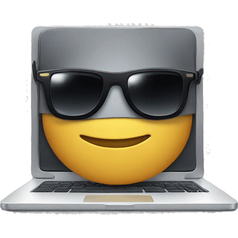 a laptop that is wearing a sunglasses  emoji