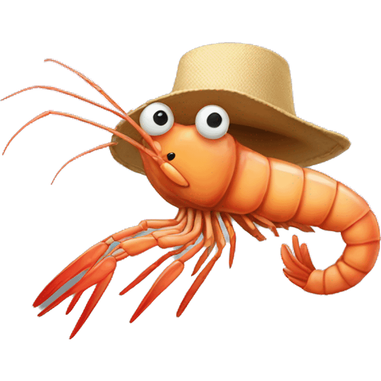 Shrimp with a hat emoji