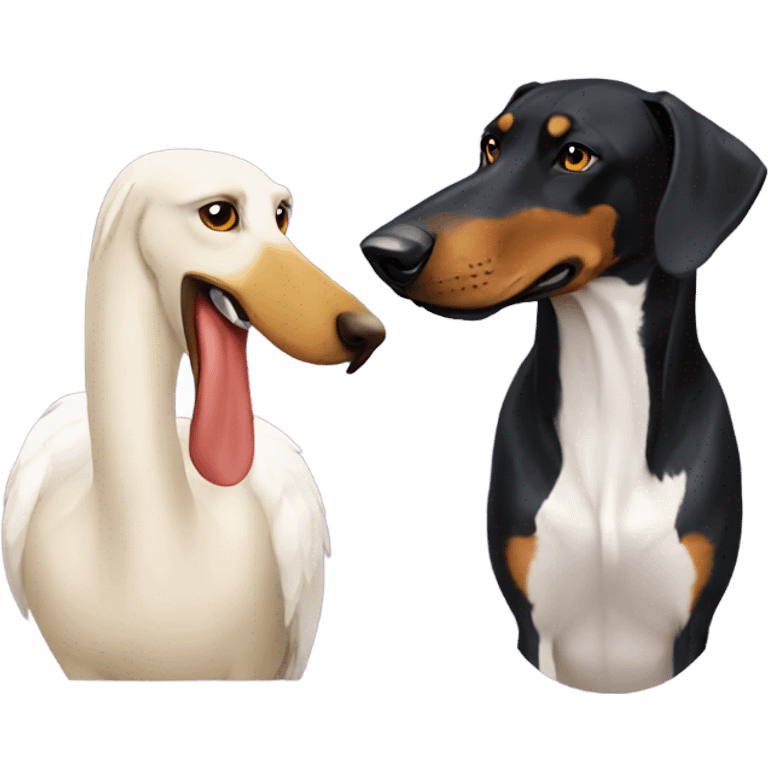 swan and doberman yellow with red emoji