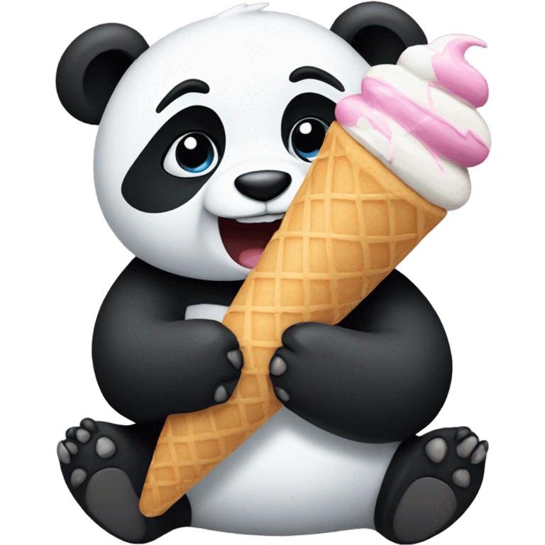 Panda eating ice cream emoji