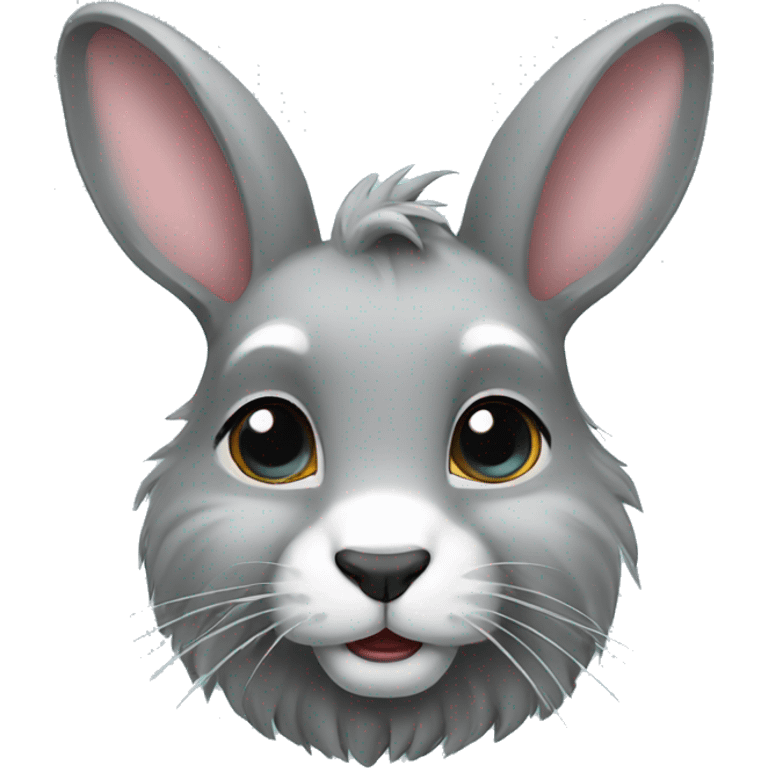 Grey lionhead rabbit emoji