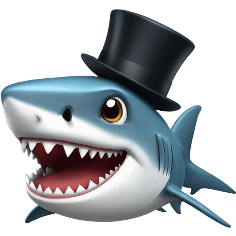 Shark with a top hat emoji