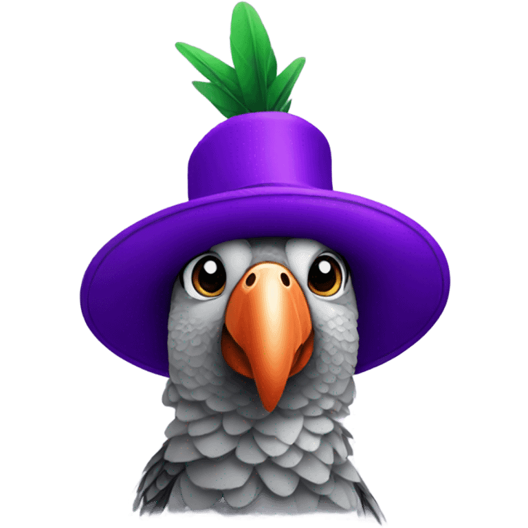 Parrot with a purple hat  emoji