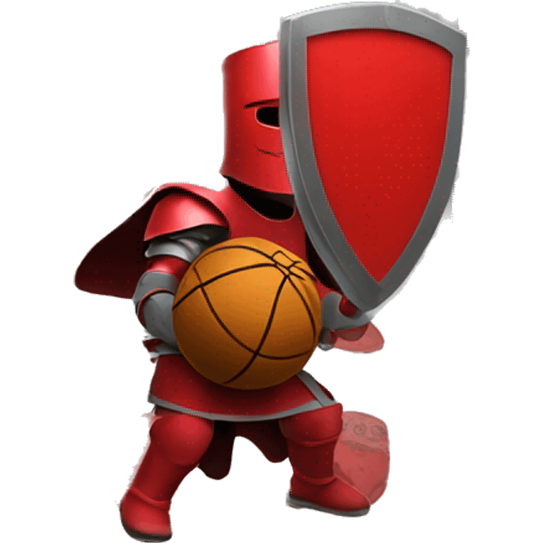 Red Knight holding a shield with a basketball  emoji