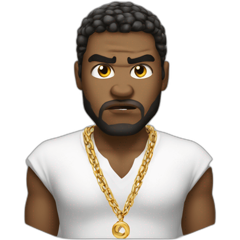 white male angry thug wearing gold chain emoji