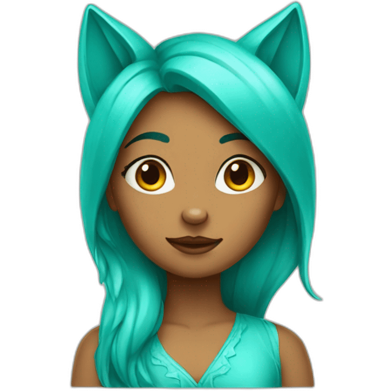 Turquoise girl fox emoji