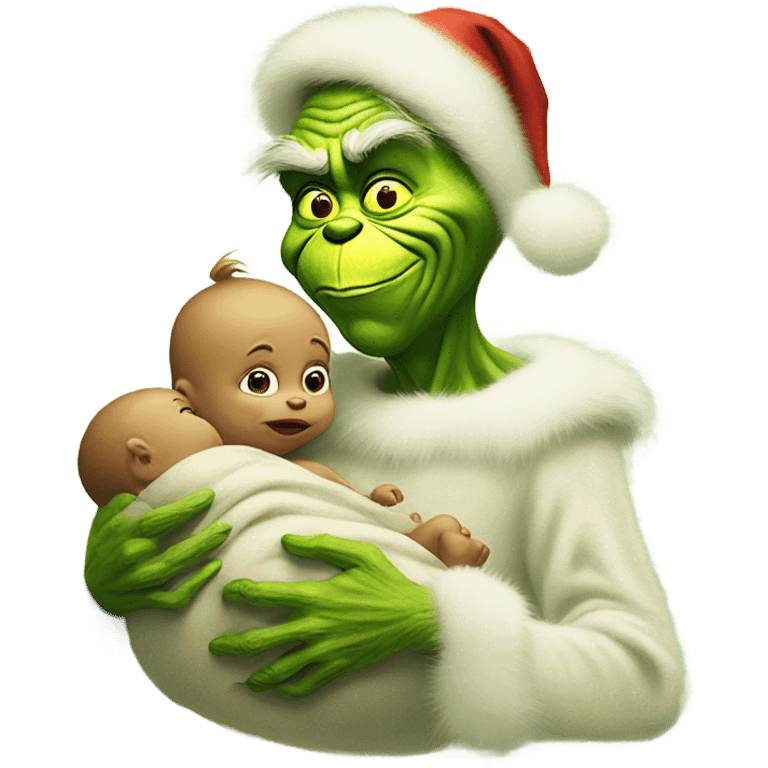 the grinch holding baby jesus emoji