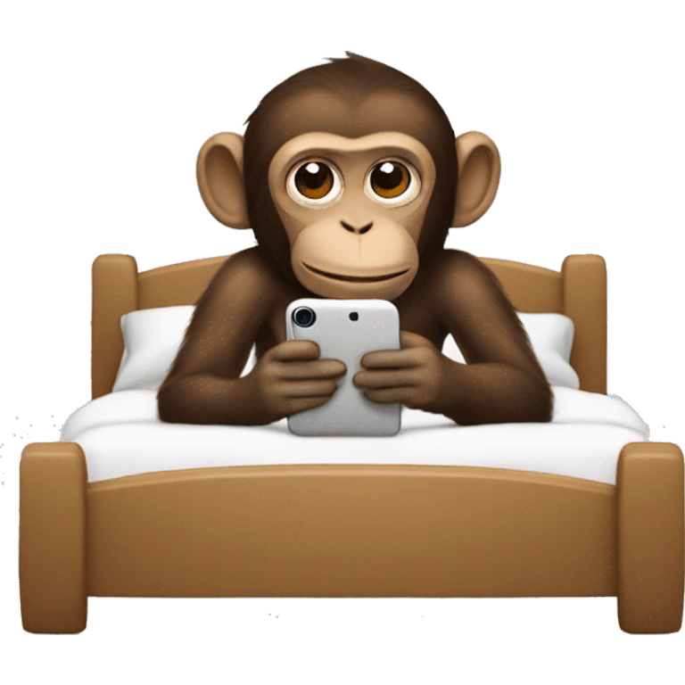 Monkey using phone in bed emoji