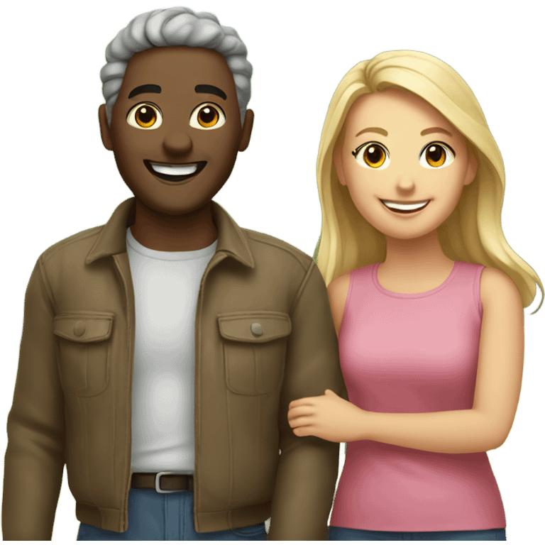 smiling couple outdoors in nature emoji