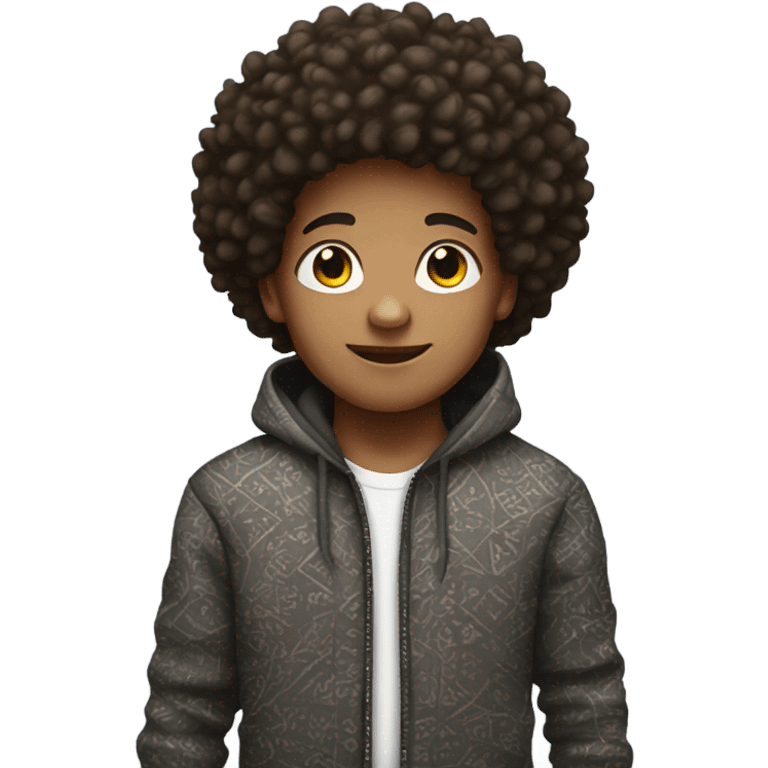 Boy with Afro and stitch hoodie emoji