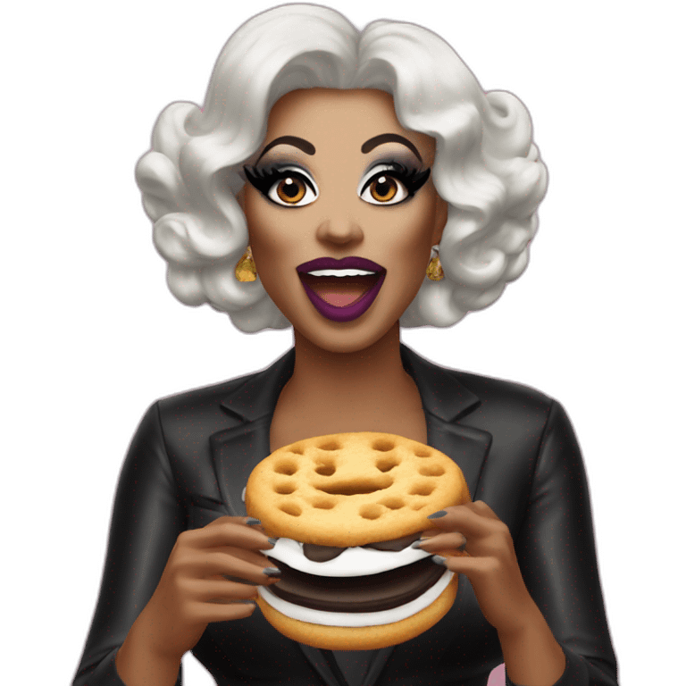 A drag queen eating deep fried Oreos  emoji