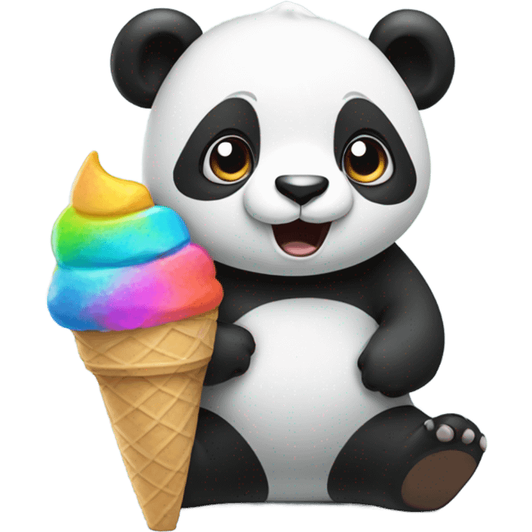 Panda eating ice cream emoji