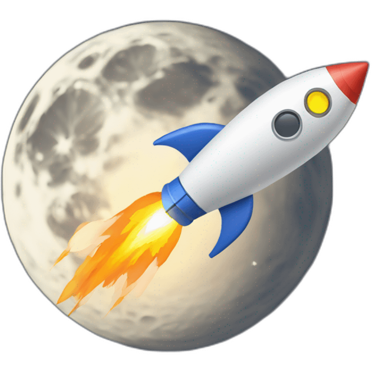 rocket going from moon to the earth emoji