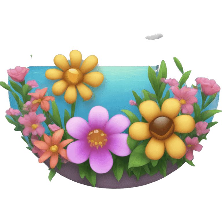 Flowers and sea emoji