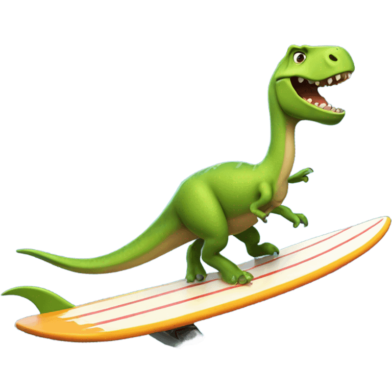 Dinosaur surfing emoji