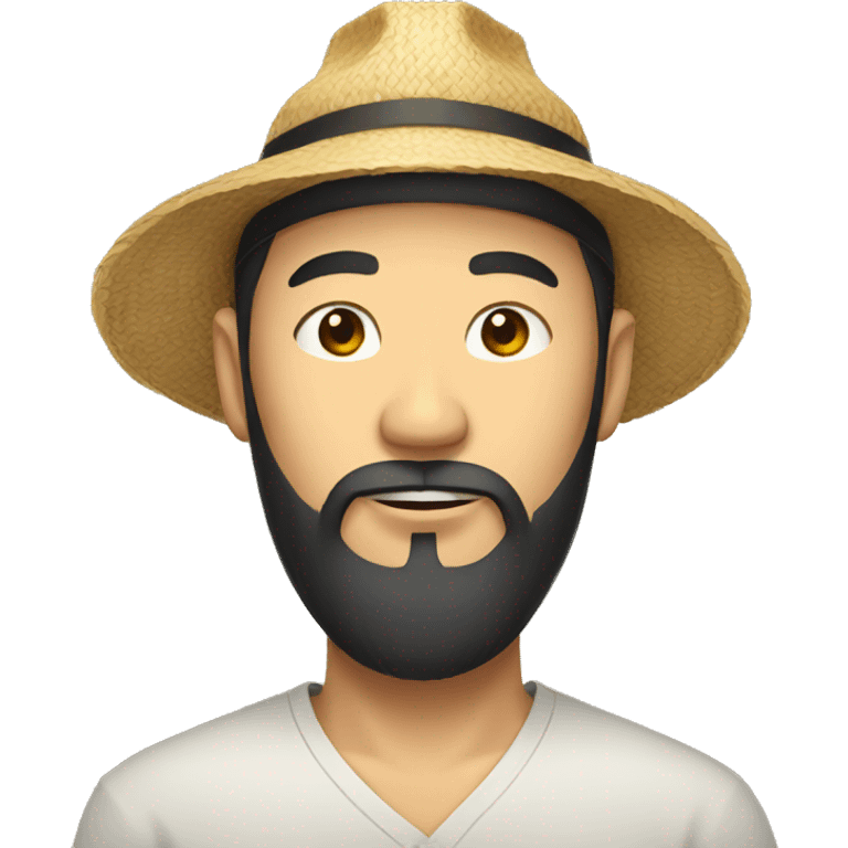 chinese man with long beard and straw hat emoji