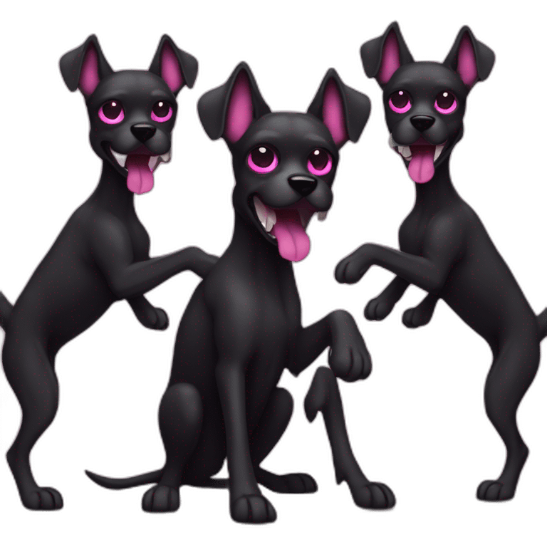 Evil three headed dog black and pink emoji