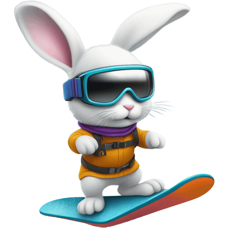 Bunny snowboarding  emoji