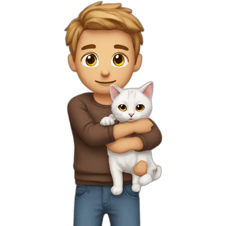 Jeune homme avec son Chaton mignon emoji