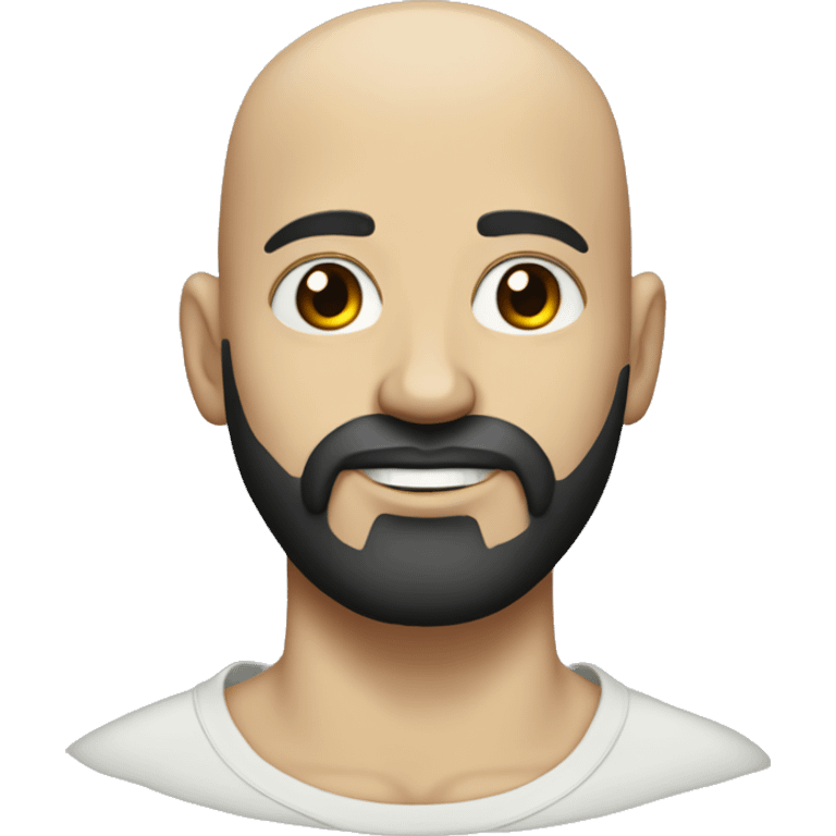 White bald man with black beard and heart tattoo under left eye emoji