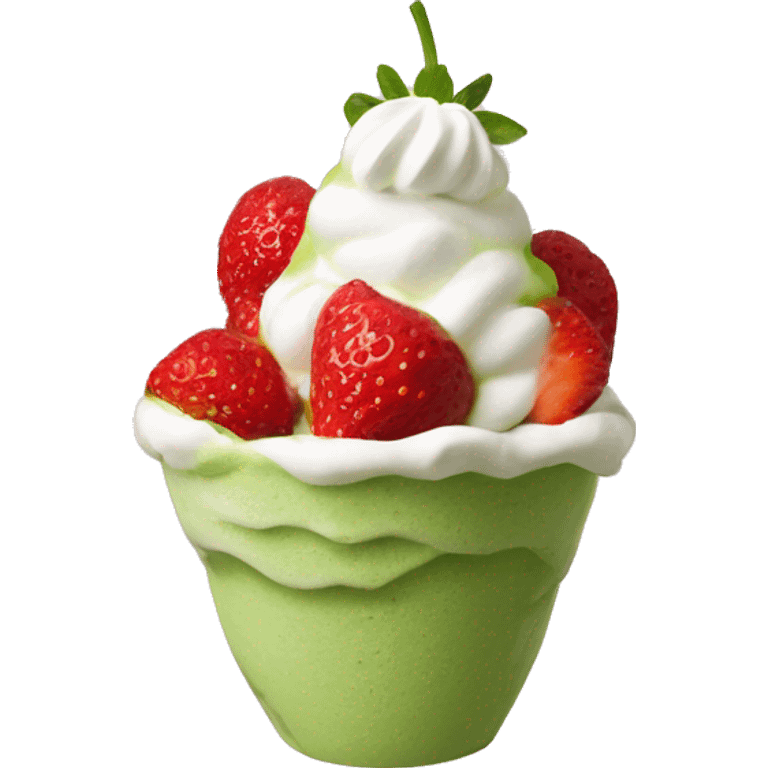 Strawberry matcha with whipped cream emoji