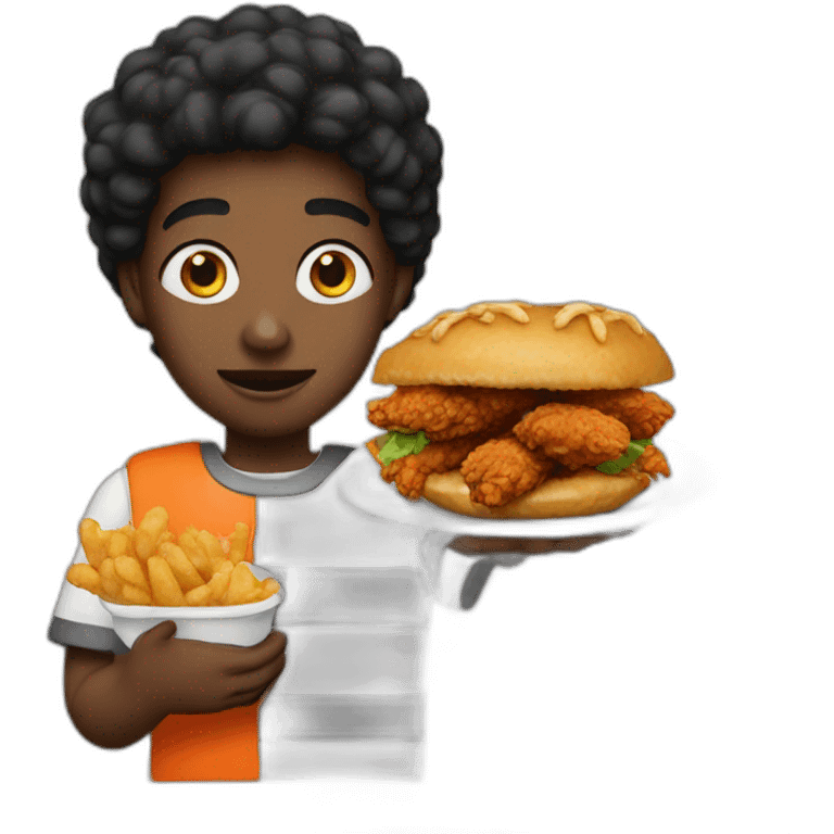 Black jailmate eating fried chicken emoji