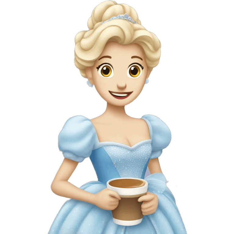 Cinderella the princess with latte emoji