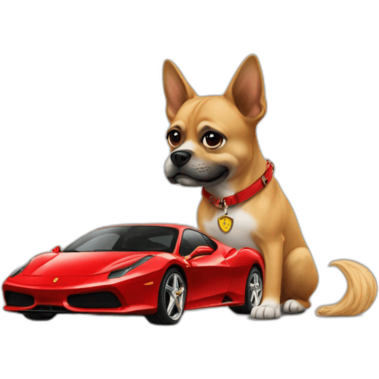 A rich dog with a Ferrari emoji