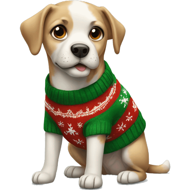 Dog wearing christmas sweater emoji