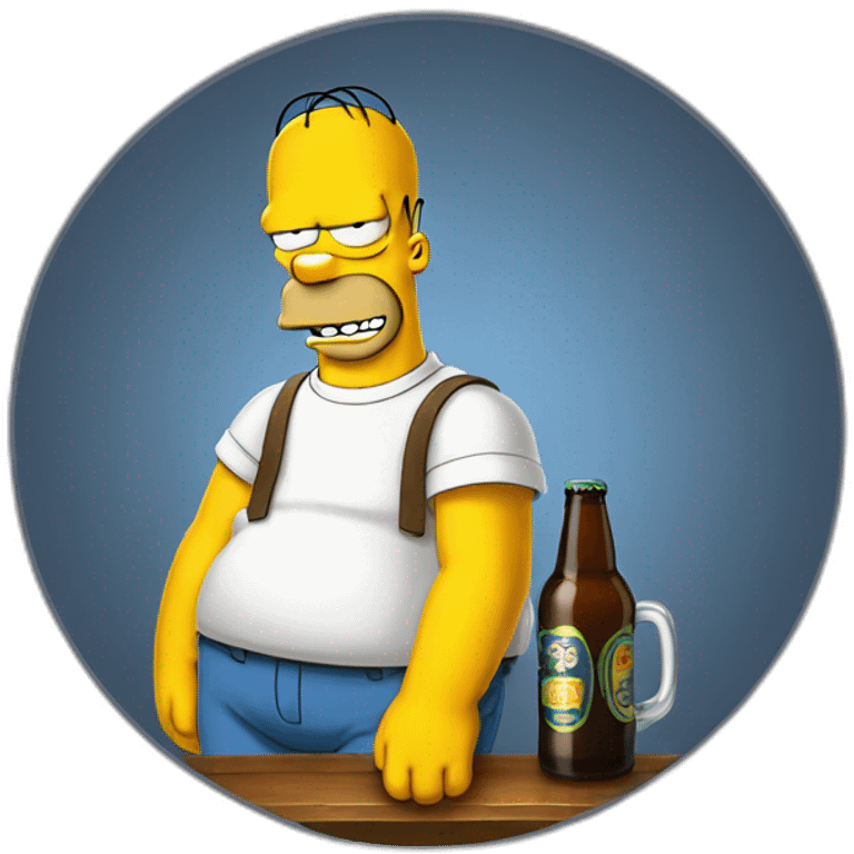 Homer simpson avec une bière emoji