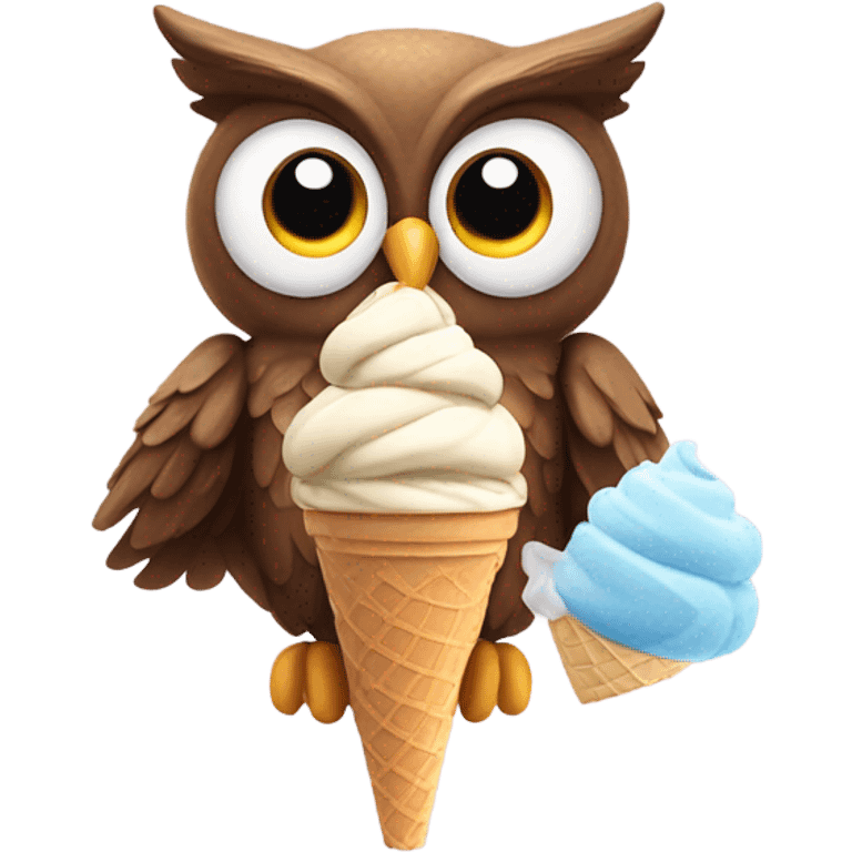 Owl with eat ice cream  emoji