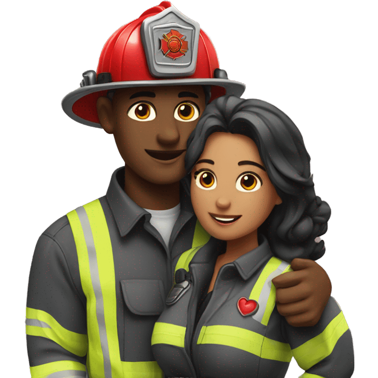 Firefighter man and women in love  emoji