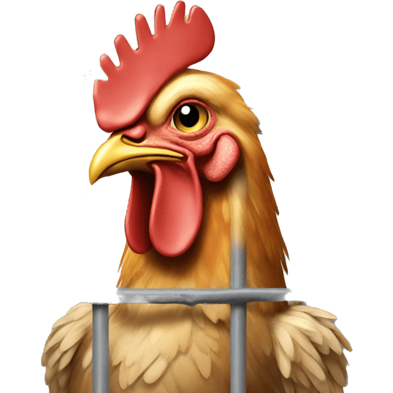 A chicken in jail emoji