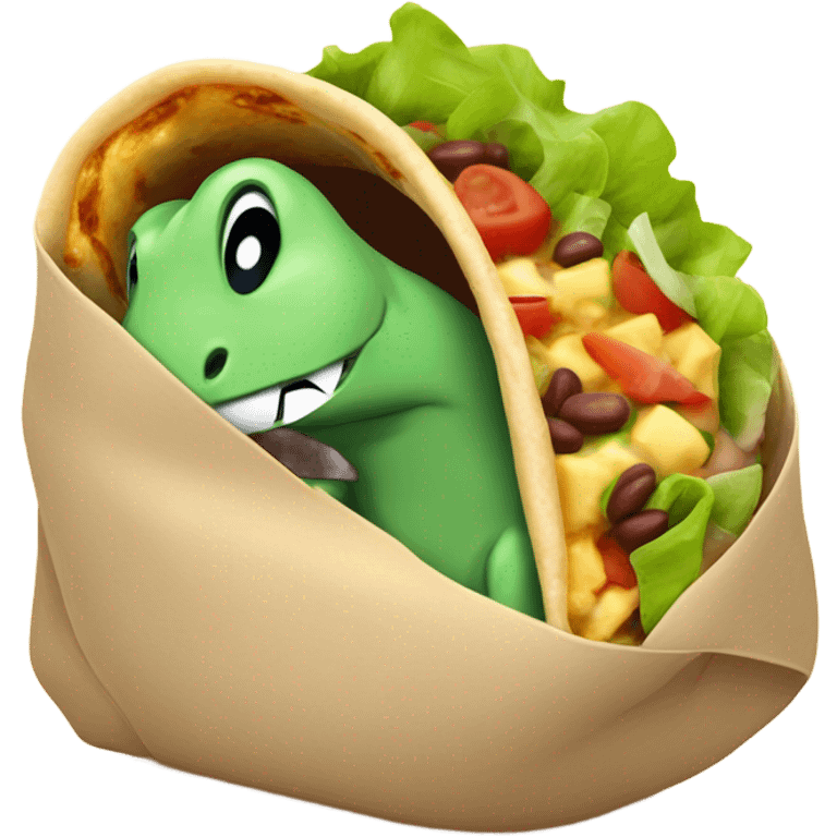 Dinosaur in a burrito emoji