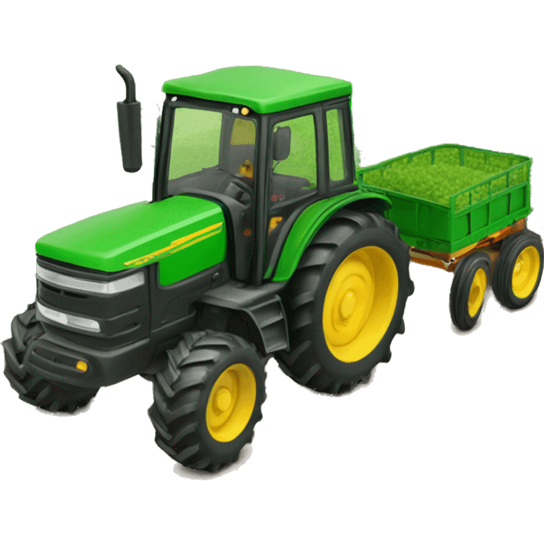 Tractor verde con si carro emoji