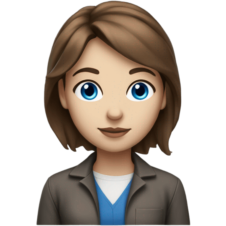 Architect student woman with blue eyes, brown hair. Academic aesthetic   emoji