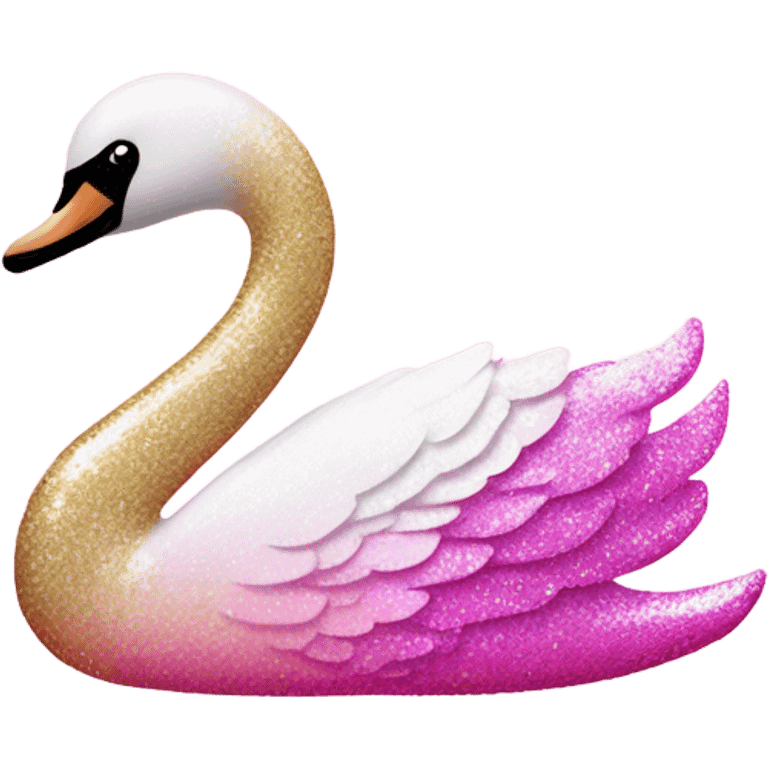 Pink ombre swan with glitter emoji