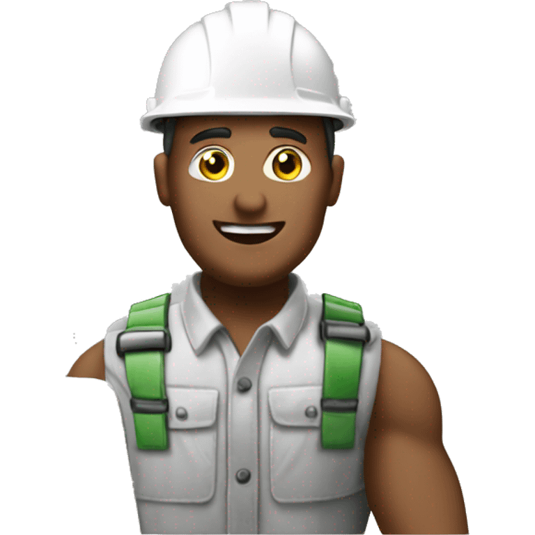 builder next to a computer with spreadsheet emoji