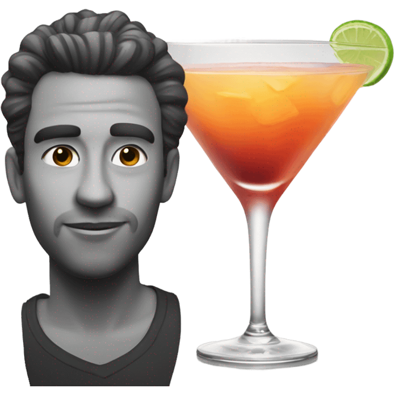 monochrome portrait of me with a cocktail emoji