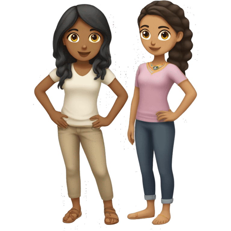 Egyptian girl and Bengali girl, and another light skin Bengali girl in normal clothes   emoji