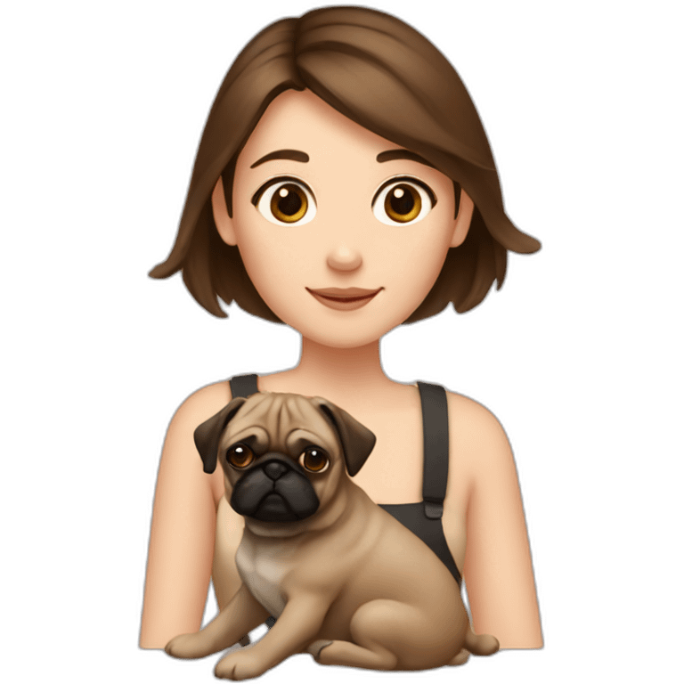 Girl with brown hair and brown pug emoji